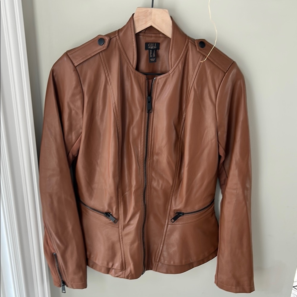 G.l.L.I Faux Leather Peplum Jacket. Size 2. Like new.
